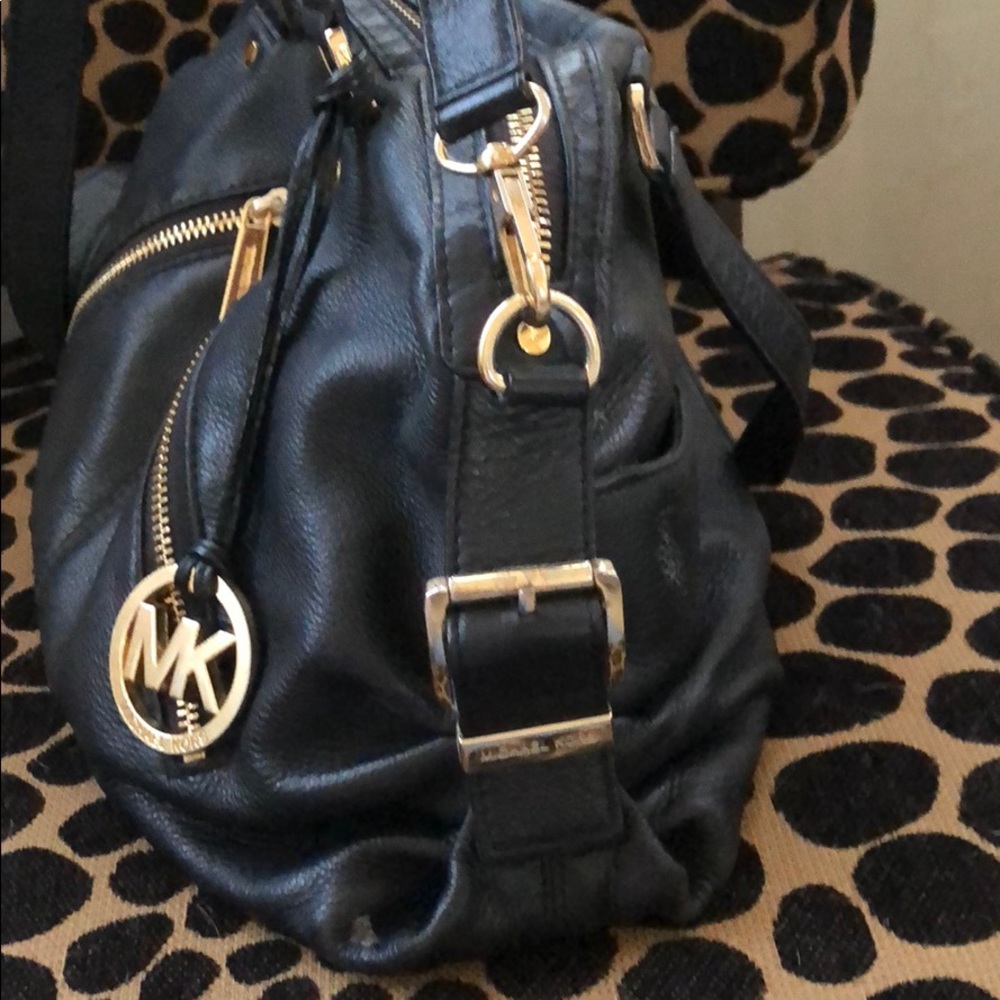 Michael Kors Black Leather Satchel with Gold Hardware - Picture 3 of 3